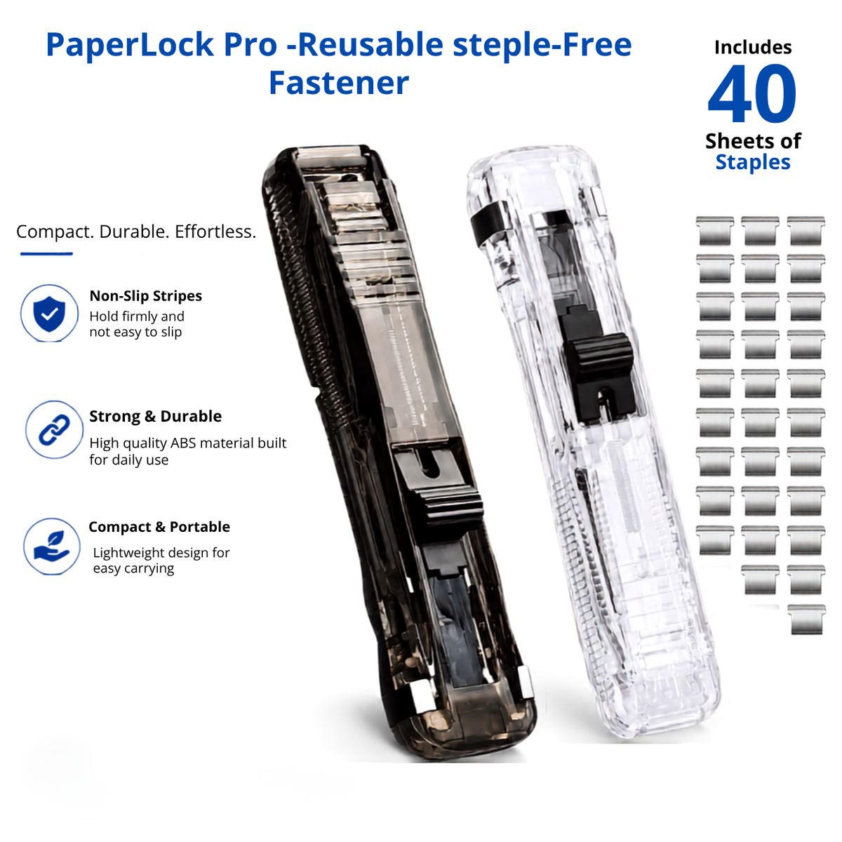 PaperLock Pro -Reusable Staple-Free Paper Fastener
