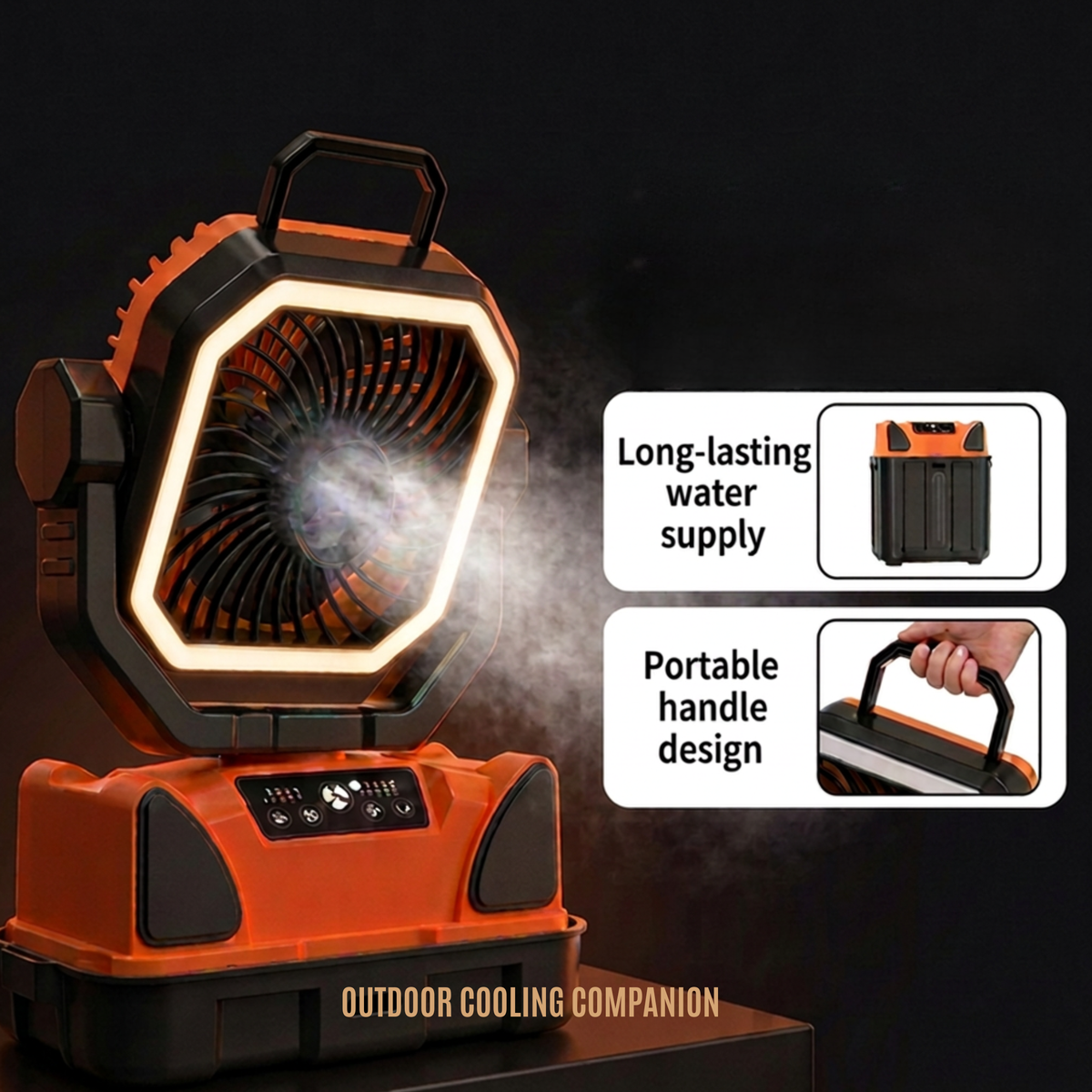 COOL MIST -PORTABLE OUTDOOR MISTING FAN &LED CAMPING LIGHT