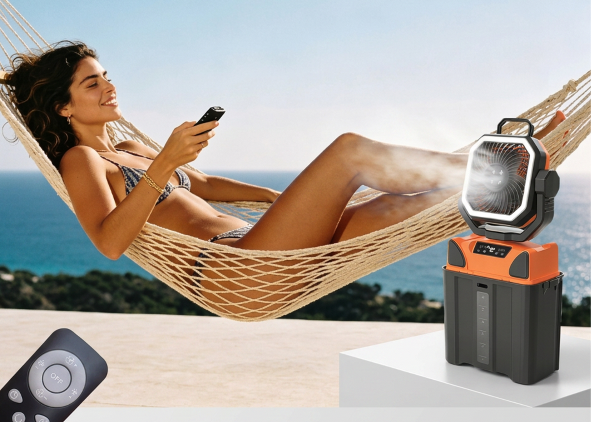COOL MIST -PORTABLE OUTDOOR MISTING FAN &LED CAMPING LIGHT