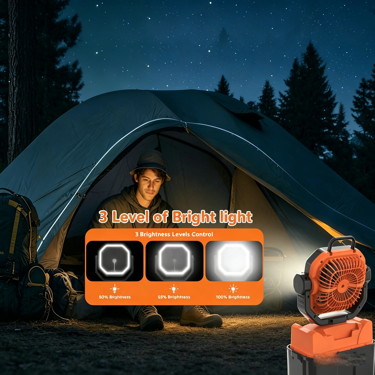 COOL MIST -PORTABLE OUTDOOR MISTING FAN &LED CAMPING LIGHT